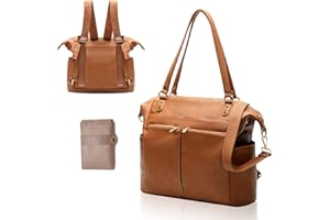 MOMINSIDE Diaper Bag Tote, Leather Diaper Bag Backpack, Extra Large Baby Diaper Bag with 13 Pockets, Convertible Diaper Backp