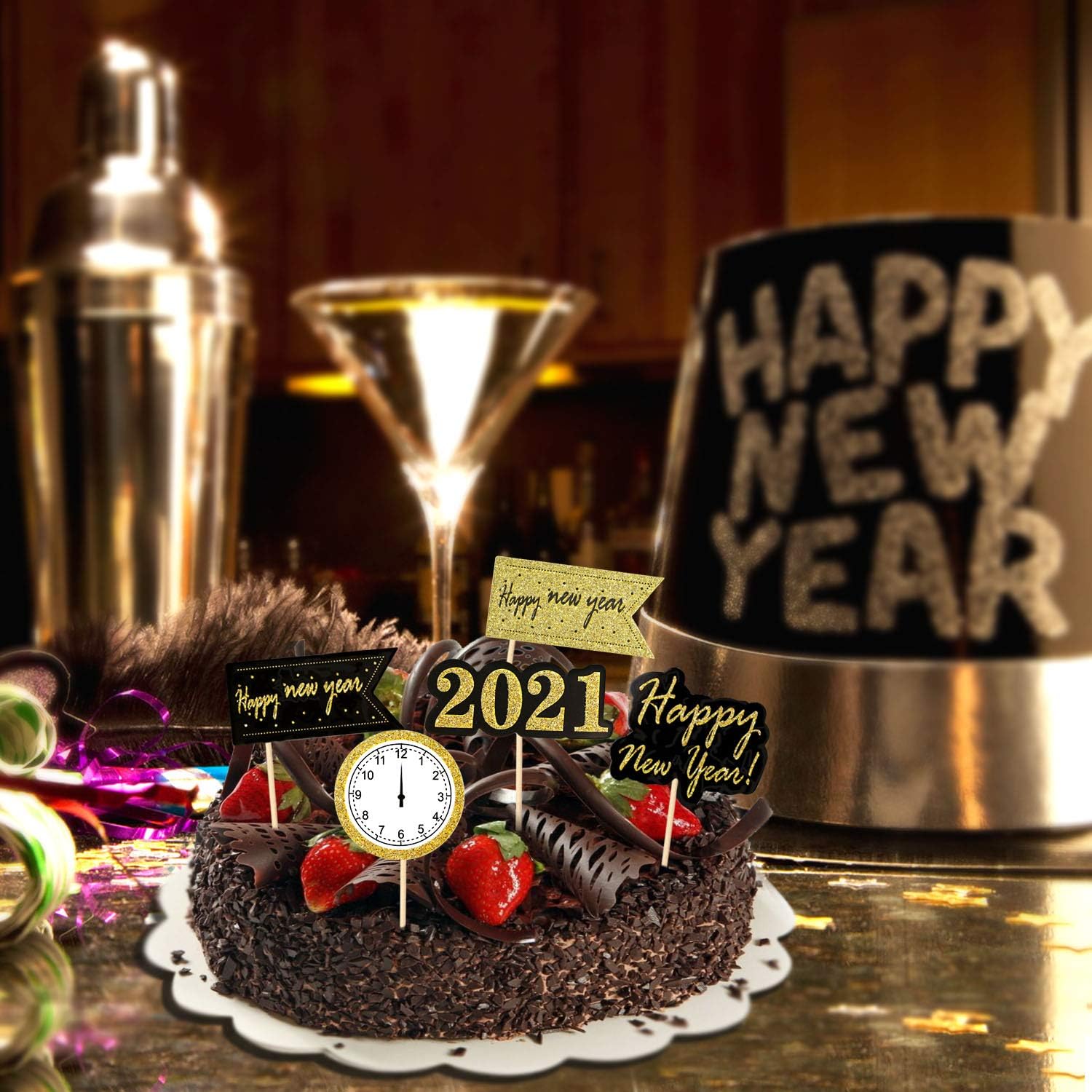 HOWAF 30 Pieces 2026 Happy New Year Cupcake Toppers Picks Muffin Cake Toppers Decorations Happy New Year Table Decorations New Years Eve Decoration 2026 - Image 4