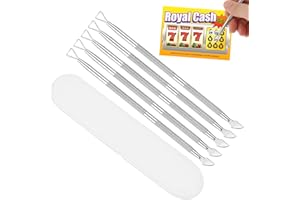 DIVINA VITAE Lottery Ticket Scratcher Tool 5Pcs Metal Scraper Tool with Plastic Box Multi-Use Lotto Scratcher Tool for Adults
