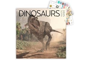 ARTICO 2025 Dinosaur Large Wall Calendar with Sticker Pack | Large 12" x 24" (Open) Wall Calendar 2025 | Gift for Dinosaur Lovers | Boys Wall Calendar