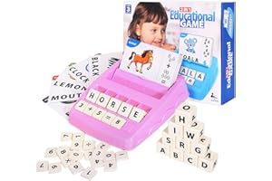 DEGIDEGI Educational Toys for Kids Ages 3-8, Matching Letter Spelling Game ABC Learning, Thanksgiving Day Halloween Xmas Birthday Party Gifts for 3 4 5 6 7 8 Year Olds Girls Pink