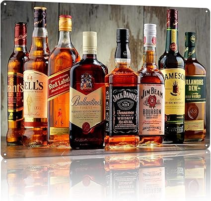 Amazon ウイスキーヴィンテージティンサインビールヴィンテージファンバーフードマン洞窟ビーチサイン金属ポスターボードスタイル壁の装飾ギフトガレージディナーカフェアート鉄12x8 店舗看板 文房具 オフィス用品