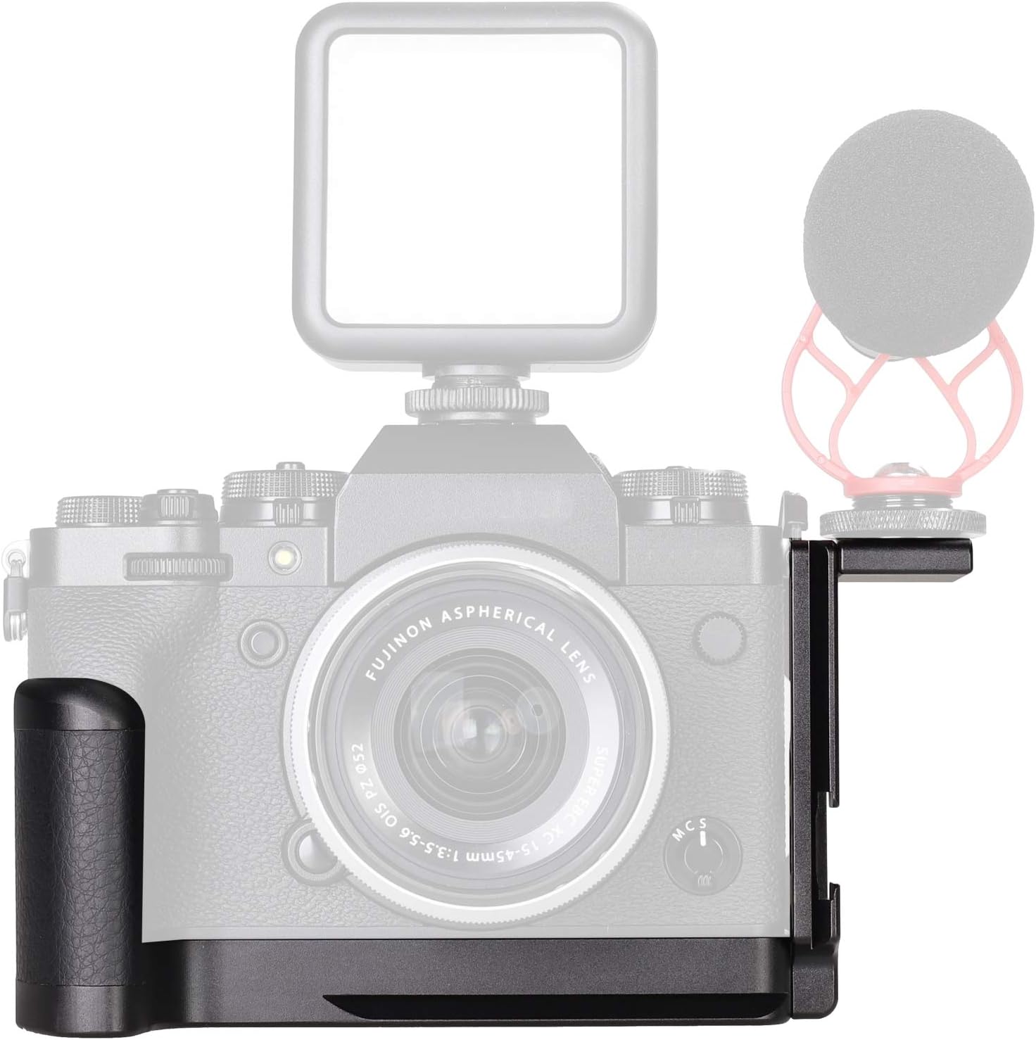 WEPOTO XT4-CL Hand Grip Quick Release Plate L Bracket QR Plate Compatible with Fujifilm X-T4 Camera -Aluminium Leather