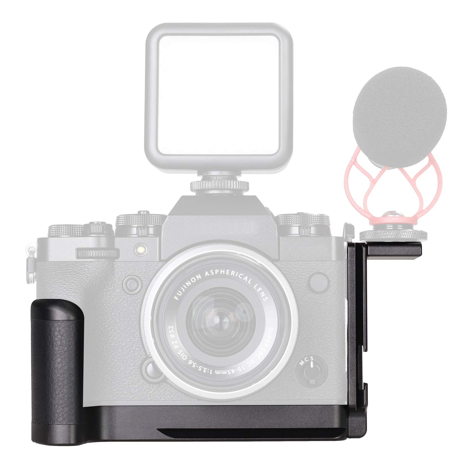 WEPOTO XT4-CL Hand Grip Quick Release Plate L Bracket QR Plate Compatible with Fujifilm X-T4 Camera -Aluminium Leather