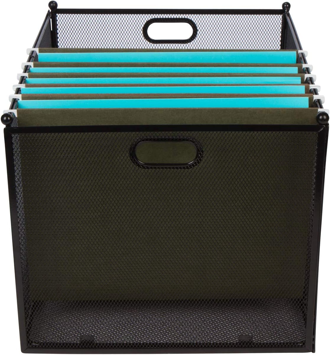 Hanging File Organizer Mesh Box - File Organizer Box Supports Letter Sized and Legal Sized Hanging Folders, Modern Black Metal Mesh Hanging File Crate, Collapsible File Organizer for Home or Office : Office Products