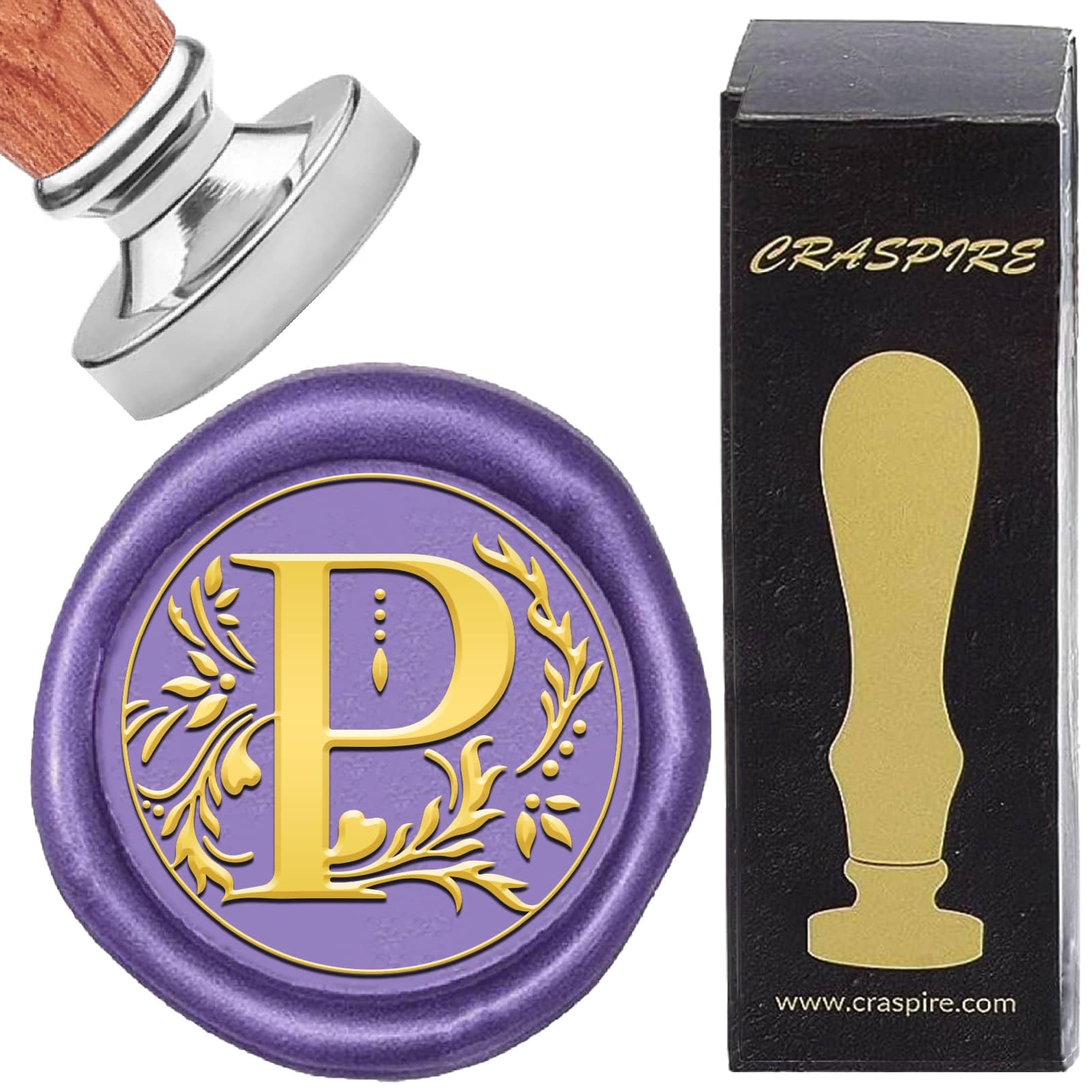 CRASPIRE Letter P Wax Seal Stamp Retro Alphabet Initials Sealing Wax Stamp Classic Vintage 25mm Silver Removable Brass Head wood Handle for Envelope Invitation Embellishment DIY Scrapbooking