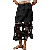 Ziesexy 2025 Summer Casual Long Skirt for Women Hollow Out Midi Skirt Eyelet Beach Skirt