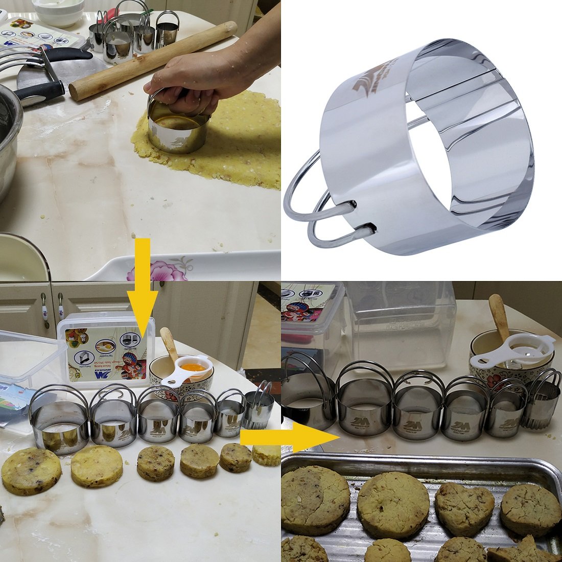 M JINGMEI Pastry Cutter Set Biscuit Cutter Set (5 Circle+1Fluted Edge) Dough Blender Mixer Cookie Cutters Round Baking… 4 M JINGMEI Pastry Cutter Set Biscuit Cutter Set (5 Circle+1Fluted Edge) Dough Blender Mixer Cookie Cutters Round Baking… - Image 5