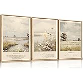 HPINUB Christian Bible Verse Framed Canvas Wall Art Set,Modern Scripture Floral Wall Decor,Vintage Jesus Religious Natural Wildflower Art Print for Living Room,Bedroom,Farmhouse,Prayer Room-16
