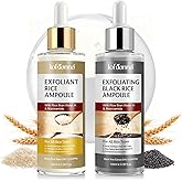 Black Rice Exfoliant and White Rice Ampoule Exfoliant, Peel Shot Glow Exfoliating Face Serum, Korean Skin Care Soft Exfoliating Body Scrub Dead Skin Cells, Blackheads Remover For All Skin Types 100ml