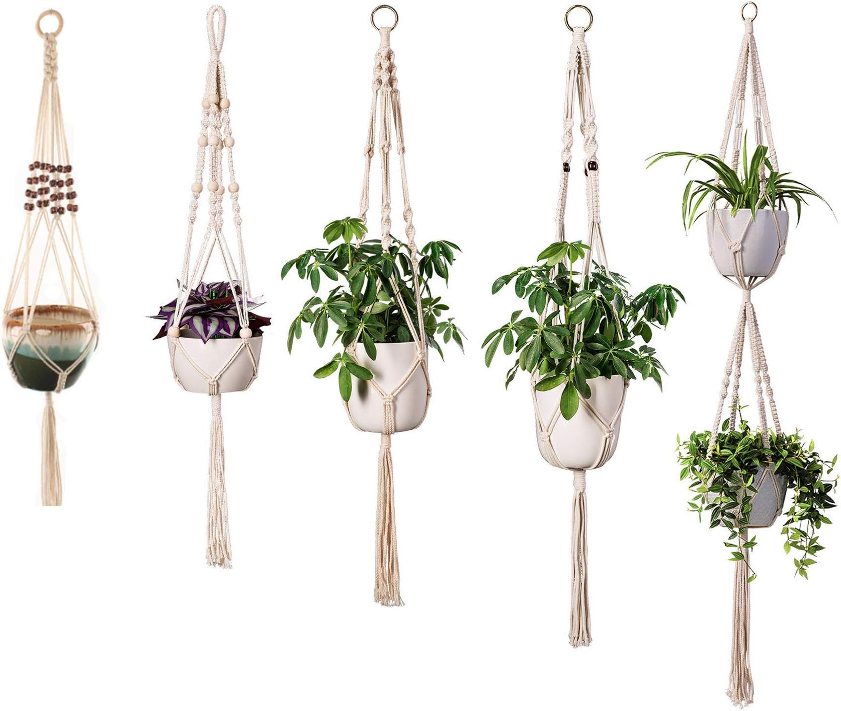 Miukada Plant Hanger, Macrame Hanging Planter/Planter Holder, Wall Art Boho Home D¨¦cor(5 Packs)
