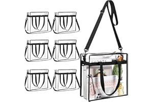 VZZNN 6 Pack Clear Tote Bag Stadium Approved 12x6x12 Transparent Tote Bags With Zipper Clear Bag for Concerts Sporting Events