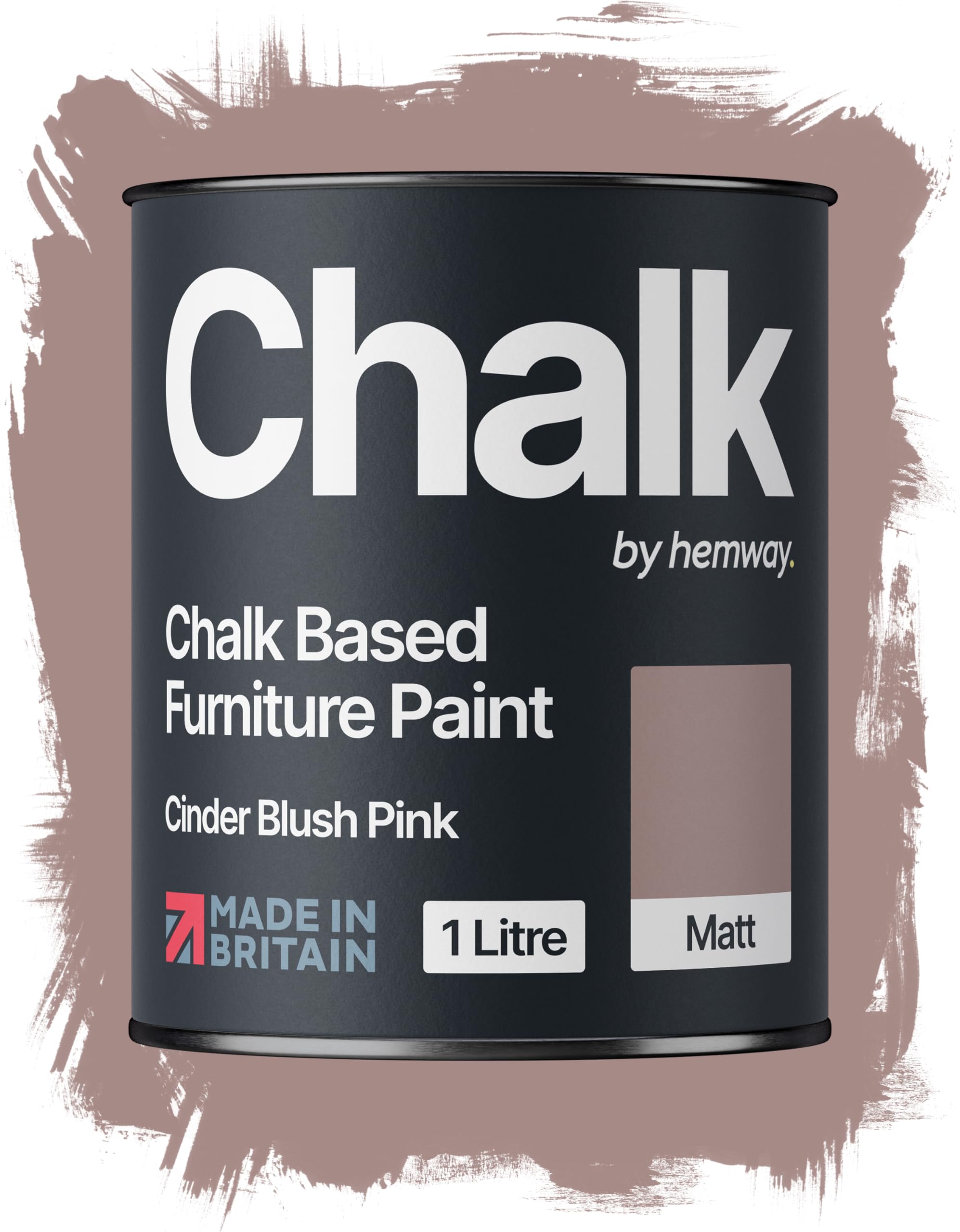 Hemway Chalk Based Furniture Paint, Cinder Blush Pink 1L, Matt Finish Shabby Chic, Chalk Paint Furniture & Walls, Quick Dry & 1 Coat