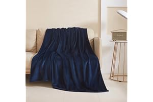 LaSyL Fleece Twin 60"x80" Dark Blue - Soft Cozy Plush Fuzzy Flannel Bed Blanket - Lightweight Anti-Static Microfiber Blanket for Couch, Bed, Sofa