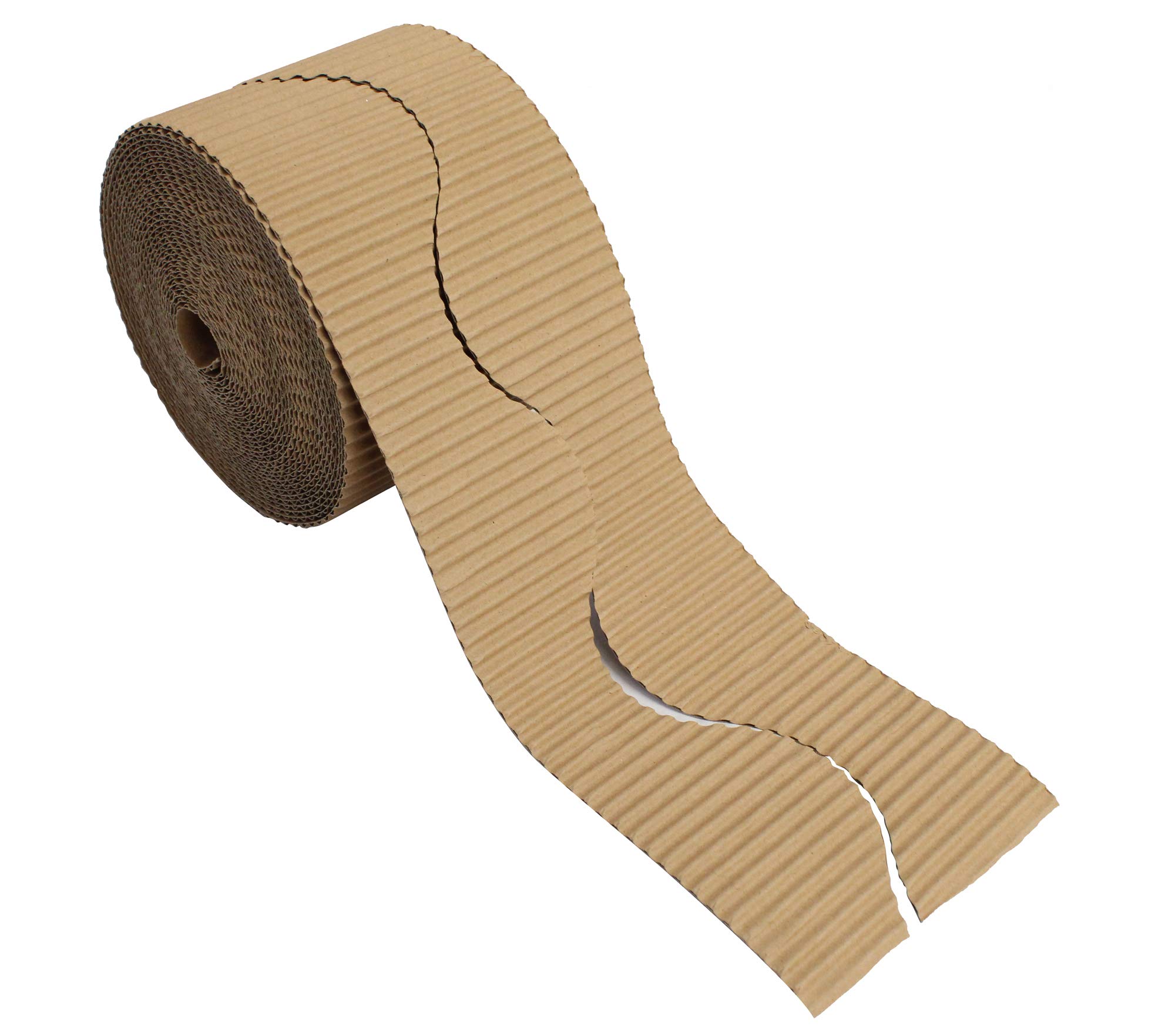Bright Ideas Corrugated Border Roll for School Displays, Natural, 57mm x 7.5m (15m When Split), BI7875