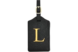 CHOIEO Luggage Tag PU Leather for Suitcase Baggage Handbag Travel Bag Label Suitcase Tag Suitcase Label Tag w. Name Card & Privacy Cover (L)