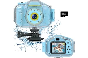 Agoigo Kids Waterproof Underwater Camera Toy for Boys Girls Ages 3-12, Blue