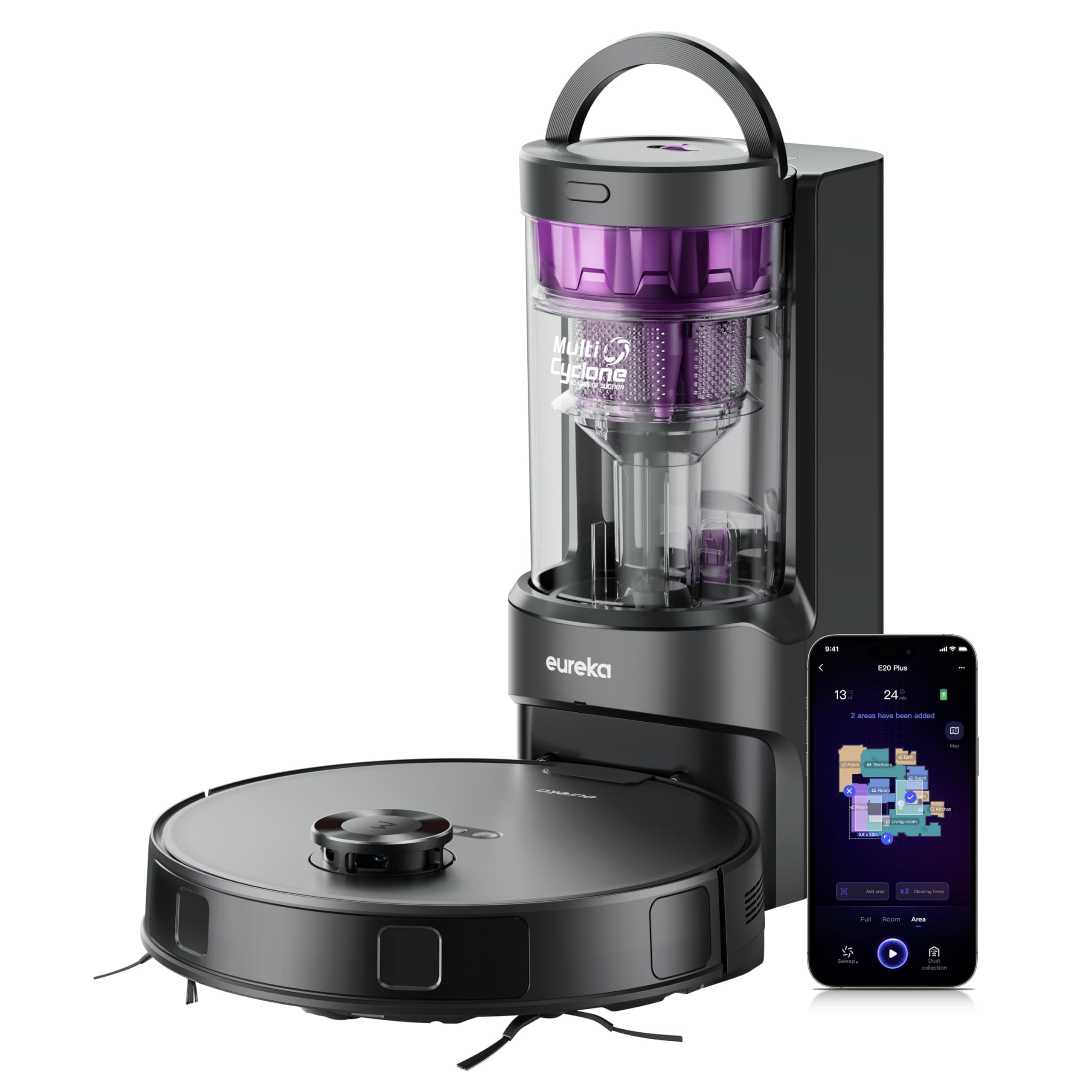 Photo 1 of Eureka E20 Plus Robot Vacuum and Mop Combo, Robot Vacuum Cleaner with Bagless Self Emptying Station, 45-Day Capacity 8000Pa Suction and Anti Hair-Tangling Brush App Control LiDAR Navigation