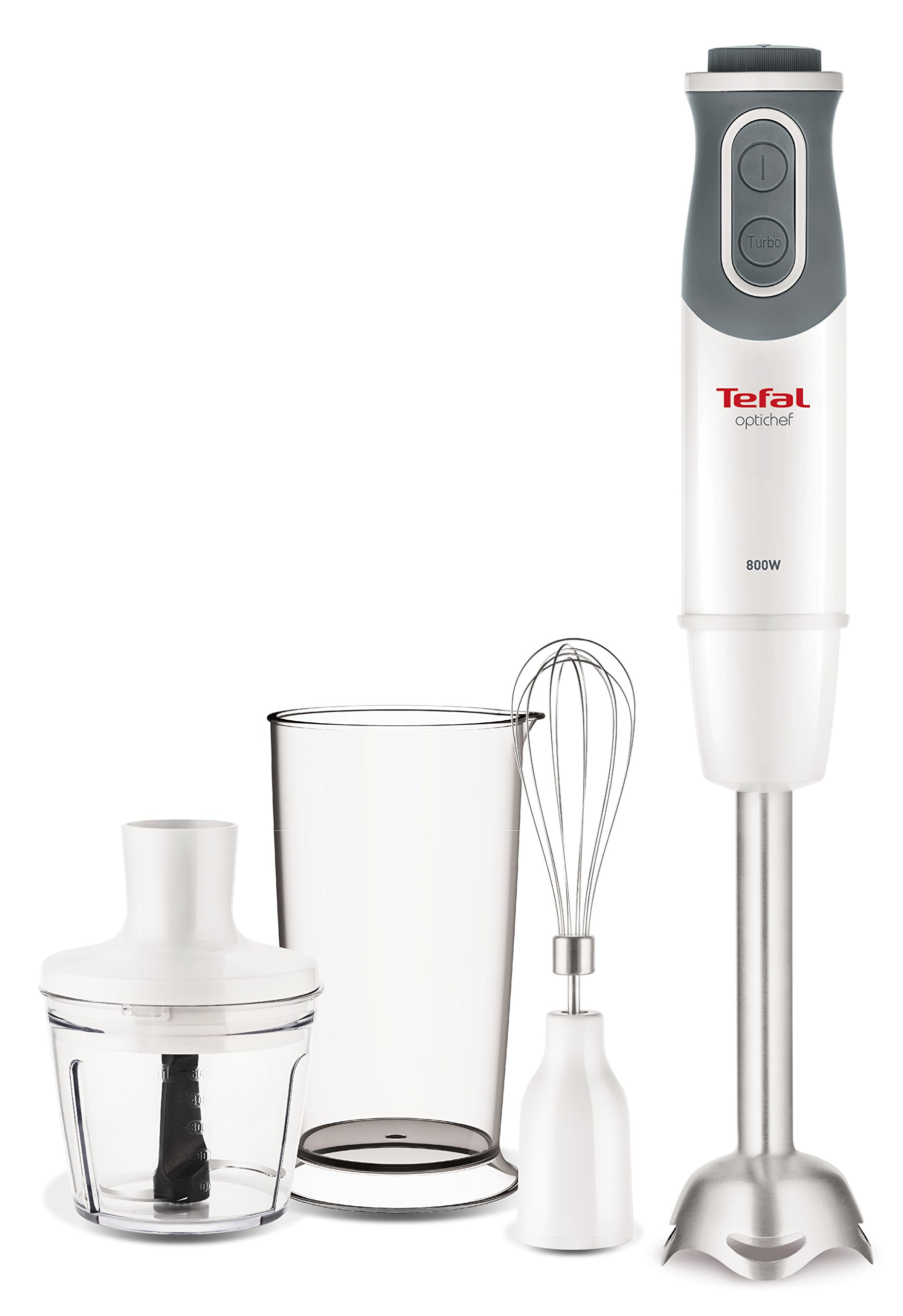 Tefal HB643140 Optichef Quartzite Hand Blender, White, 800 W