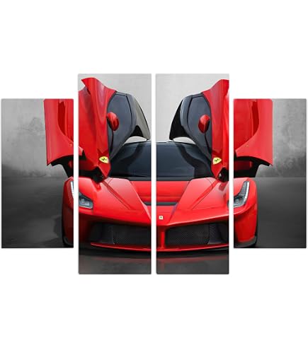 Poster Mural Toile Ferrari Supercar - Impression Artistique Moderne Rouge