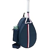 Uriyesobida White PU One Shoulder Crossbody Tennis Backpack Girls Tennis Bag Tennis Racket Sling Bag for Women, with Water Bottle Holder