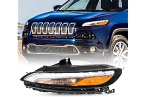 JSBOYAT Fit For 2014-2018 Jeep Cherokee Led DRL Parking Light Turn Signal OE Style LED DRL Chrome Bumper Turn Signal Lamps Parking Light Driver Left Side Replacement Chrome Housing (LH)