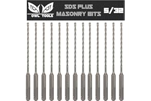 Owl Tools SDS Plus 5/32 Inch Masonry Drill Bits (13 Pack - Industrial Grade) 6 Inch Rotary Hammer Bit for Concrete, Stone, Block, & More!