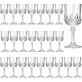 7OZ Plastic Wine Glasses, 24Pcs Clear Reusable Drinking Cups Vintage Champagne Flutes, Plastic Crystal Water Goblets for Parties Stemmed Shatterproof Drinking Glasses for Wedding, Toasting Party