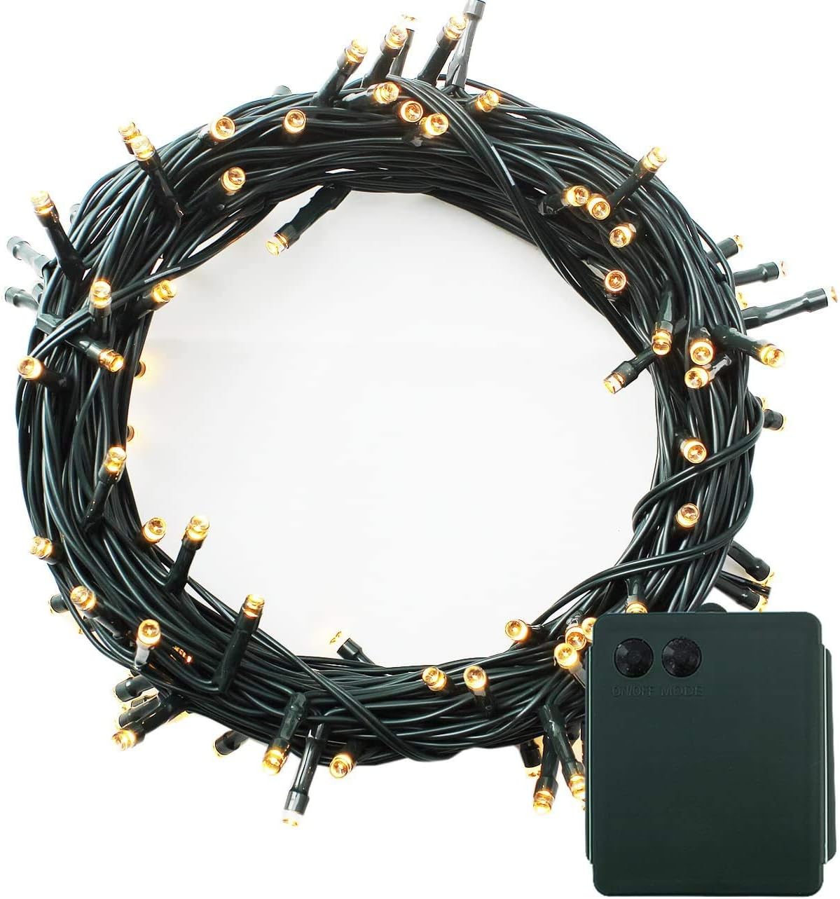YOSION LED Battery Power Operated Dark Green Cable String Fairy Lights Christmas Xmas Garden Party Wedding Decoration (Warm White