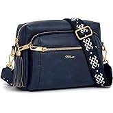 HILAEX Small Leather Crossbody Bags for Women Anti theft Purses and Handbag Shoulder Hangbag with Wide Strap Tassel