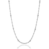 Miabella Italian 925 Sterling Silver Singapore Bead Chain Station Necklace for Women, Made in Italy