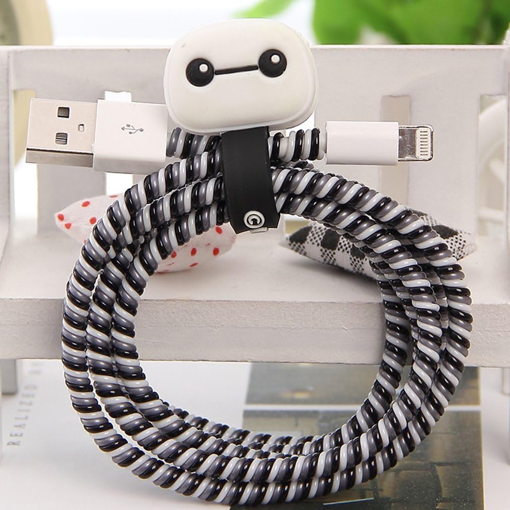 Chronex MEGA Combo 4-in-1 Spiral Wire Cable Protector + Cable Organizer + Cable Wrap + Sticker - Baymax
