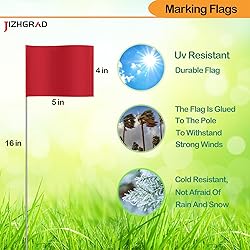 100Pack Red Marking Flags, JIZHGRAD 16x4x5 Inch