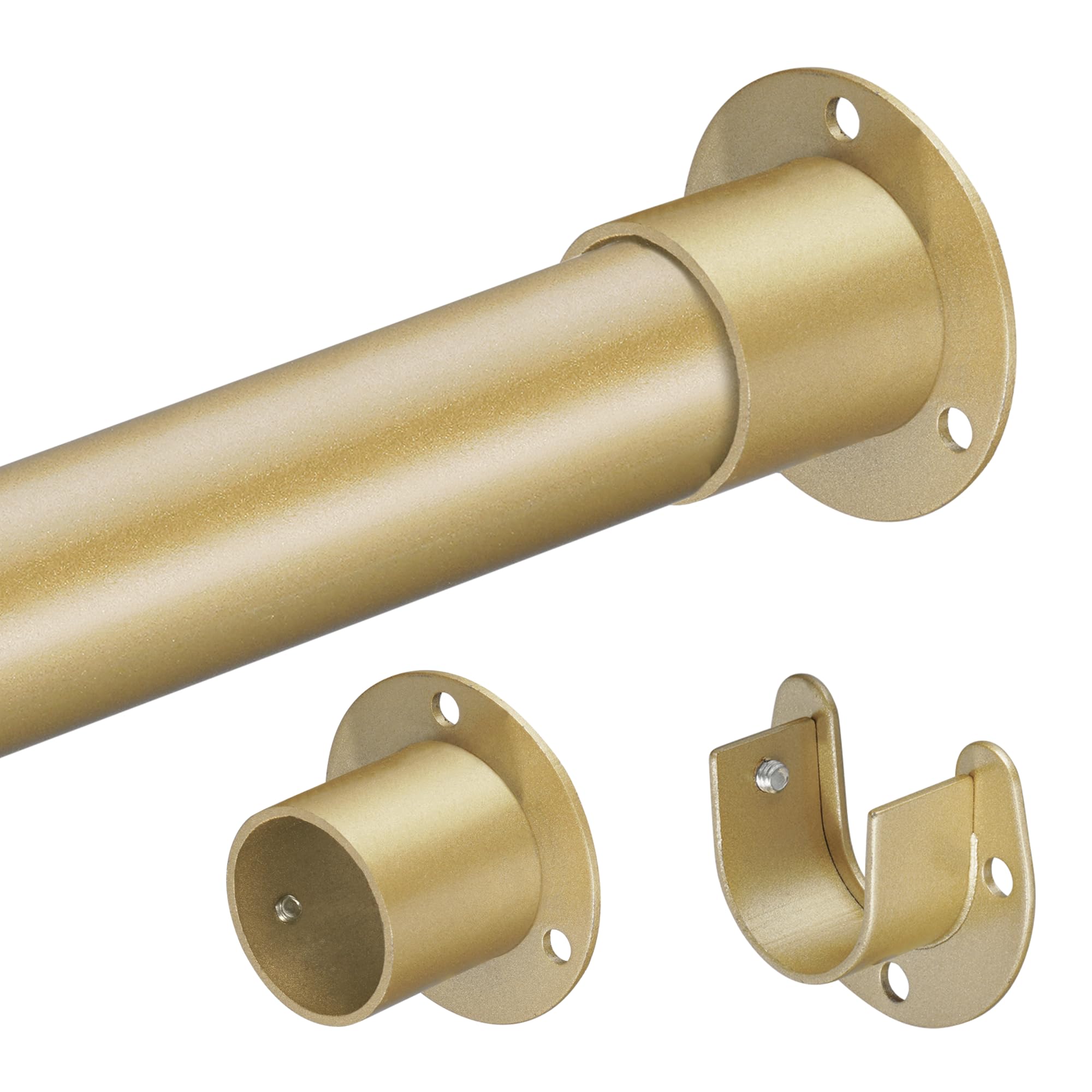 Photo 1 of 1.3 Inch Diameter Closet Rods for Hanging Clothes 17-28 Inch Adjustable, Metal Heavy Duty Closet Pole, Gold Closet Bar for Hanging Clothes, Suitable for Closet, Wardrobes, Bathroom, Windows