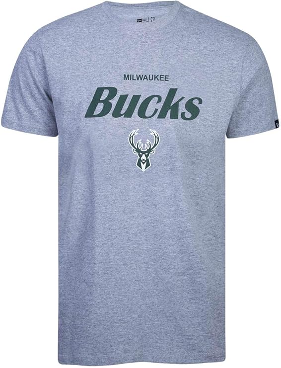 CAMISETA NBA MILWAUKEE BUCKS ESSENTIALS ONE COLOR MESCLA CINZA CLARA MESCLA CINZA NEW ERA