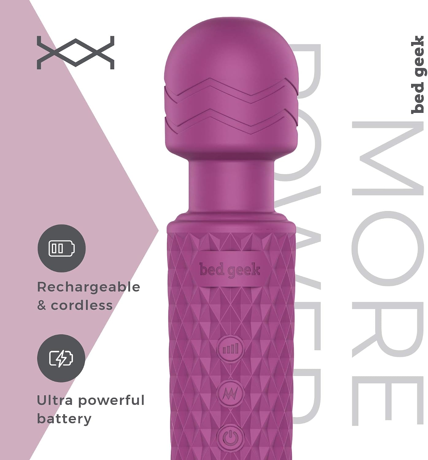 bed geek Handheld Wireless Personal Wand Massager, Waterproof, USB Rechargeable, 20 Vibration Patterns, 8 Speeds - Image 5