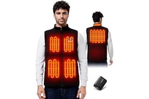 WASOTO Heated Vest for Men Fleece Vest 16000mAh Battery Pack Charger Included Rechargeable Lightweight for Hunting Cycling