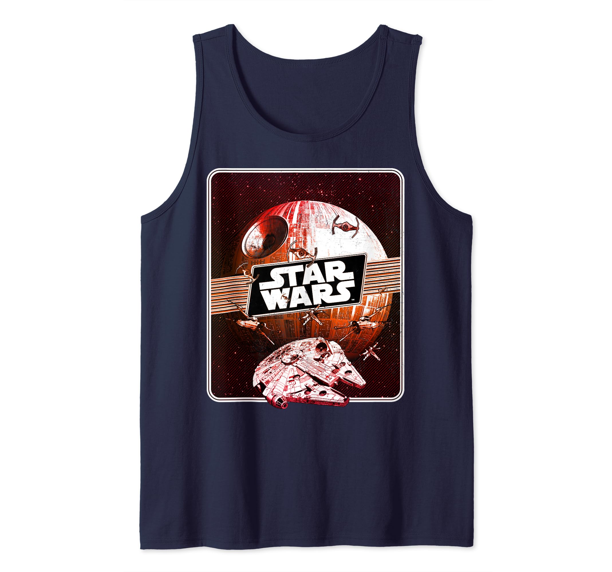 Star Wars Death Star and Millennium Falcon Escape Tank Top
