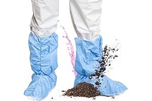 QUEST PROTECTIVE APPAREL Quest Traction Disposable Boot and Shoe Covers - 18" Tall Non-Slip Protectors - Water and Skid Resistant Boot Covers - Hazmat Shoe Covers - Blue, Large, 1 Pair