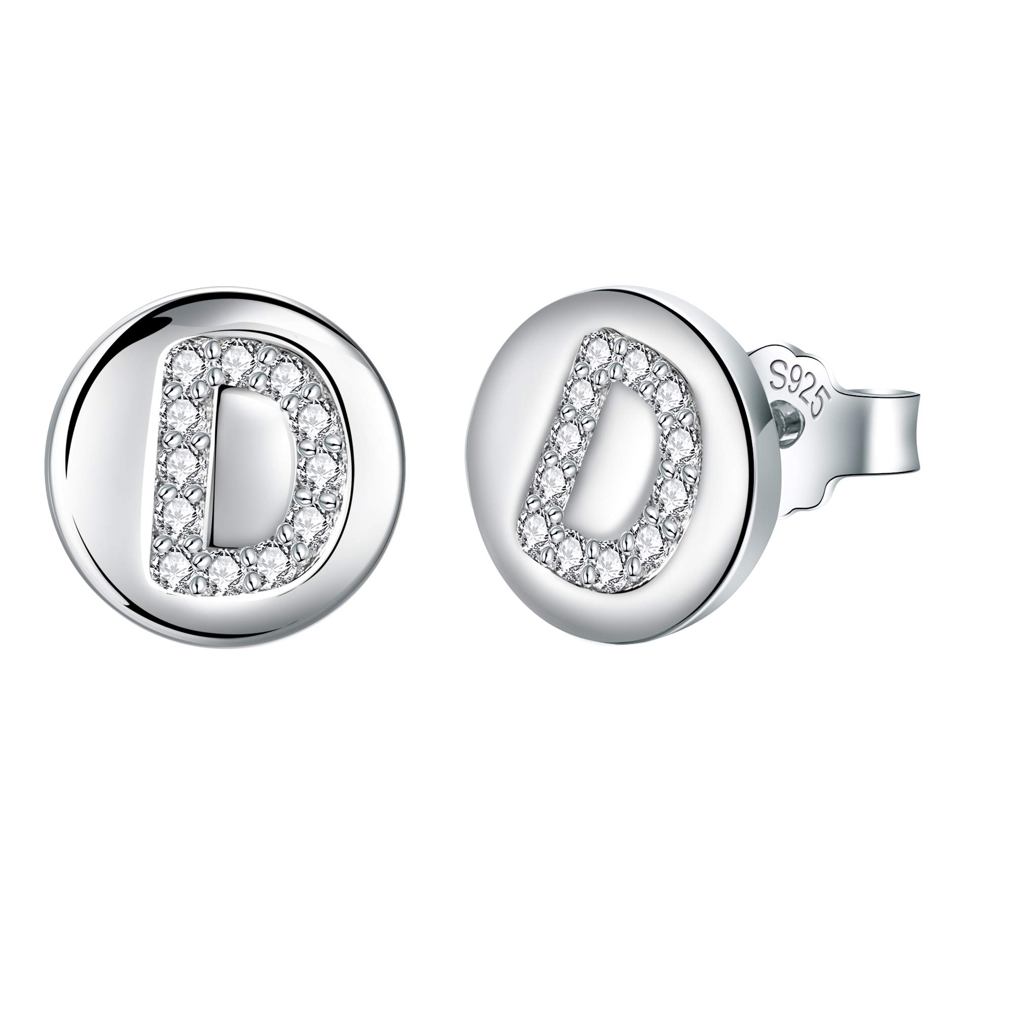 J.Endéar womens+clearance+sale,prime+deals+today+clearance,Women Girls Earrings Initial Letter D 925 Sterling Silver Jewelry Hypoallergenic Tiny Studs Birthday Childrens Day Daughter Gifts