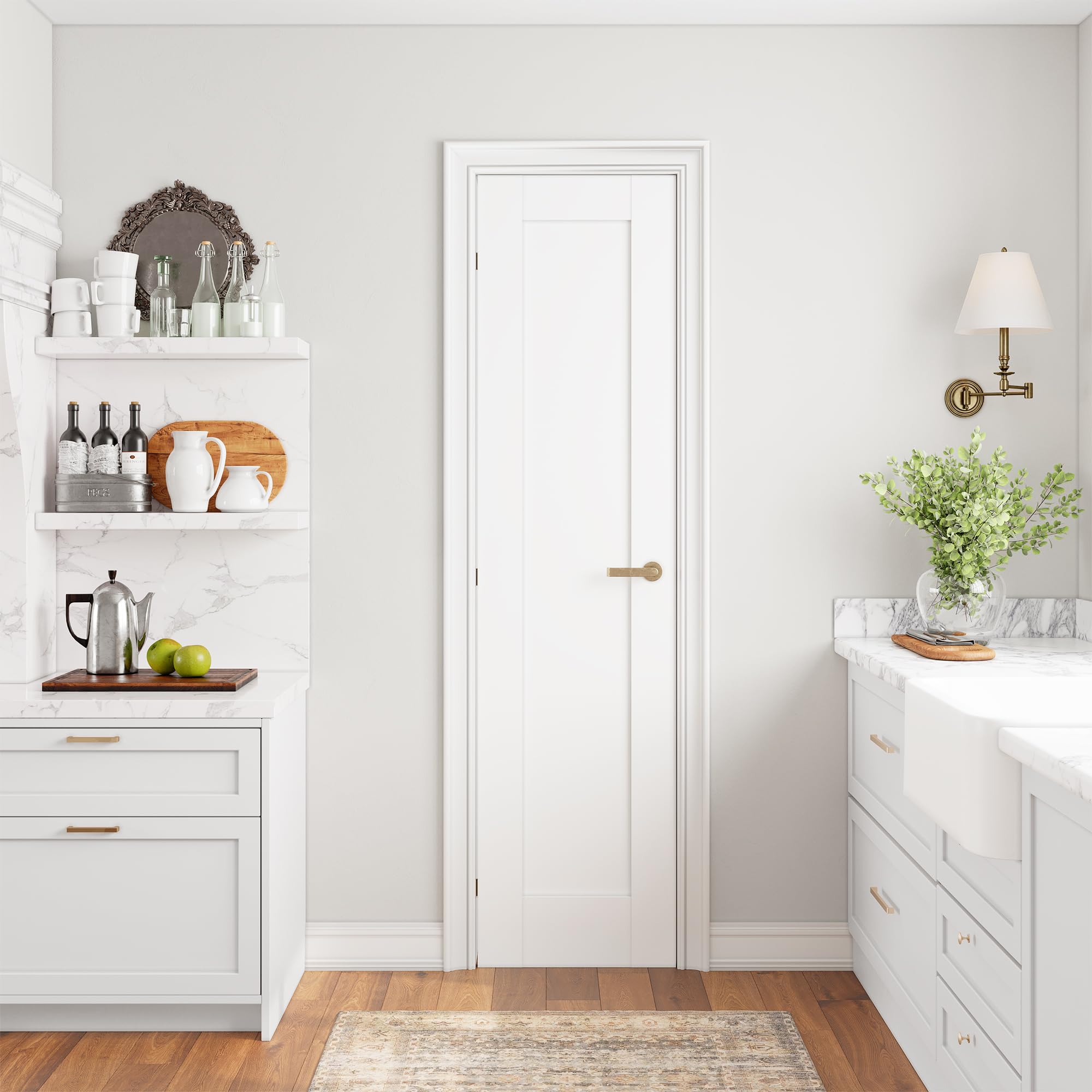 Photo 1 of ***FACTORY SEALED***SmartStandard 18in x 80in Slab Door, Solid Core French Doors Interior, White Primed Shaker for Pantry, Bathroom, Laundry, Pre-Assembled Panel Without Hardware Kit