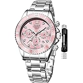 OLEVS Women Watch Fashion Rose Gold Diamond Analog Quartz Female Watches for Women Luxury Dress Ladies Stainless Steel Luminous Waterproof Date Wristwatches