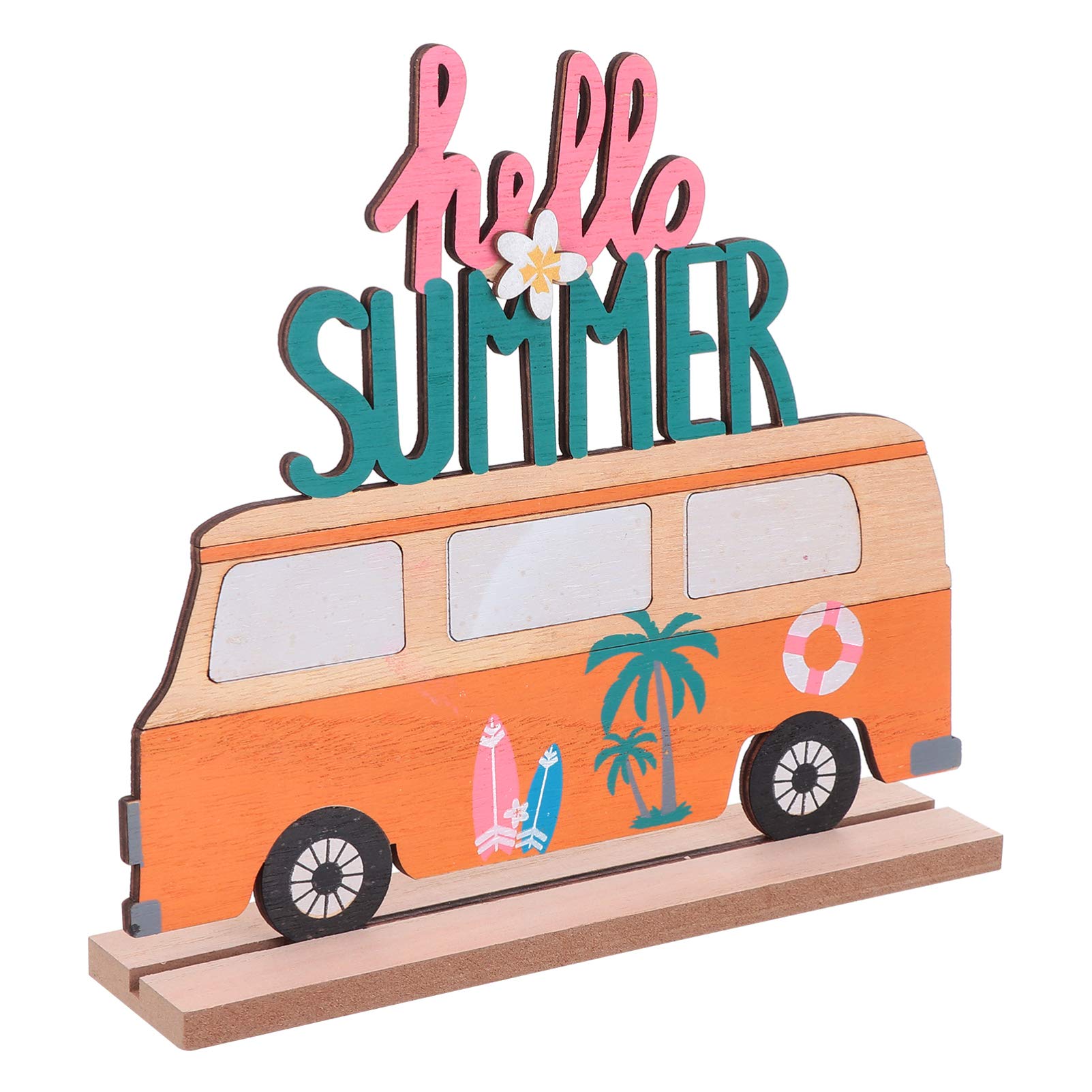 VALICLUD Tropical Wooden Animal and Plant Decoration Ornaments 8.9X7.9X2 Inch Lightweight Summer Table Display for Home and Luau Party Decor