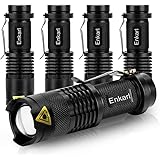 LED Torch, Mini LED Flashlight, 5 Packs of Super Bright 350 Lumen 3 Modes Zoomable AA Battery Powered Torch Light with Clip f