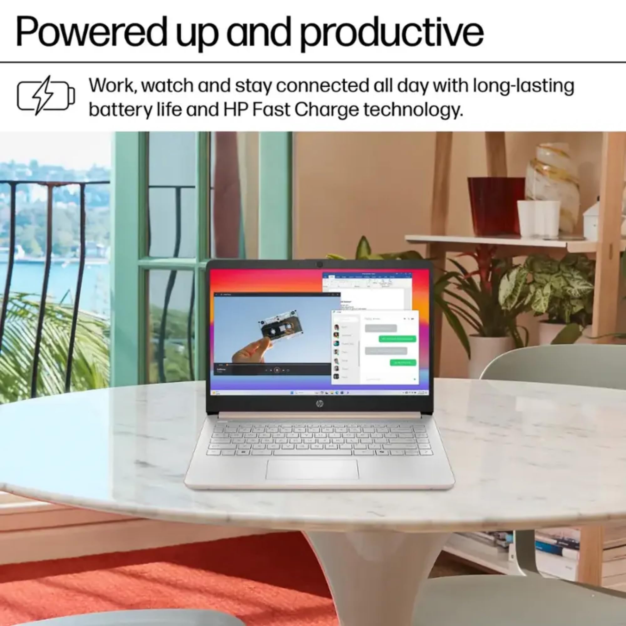 HP Rose Gold Ultrabook 14 Laptop with Free Microsoft 365 • Intel 4-Core CPU • 1.2TB Storage (128GB OnBoard w/ 128GB External + 1TB OneDrive) • 8GB RAM • Windows 11 w/o Earphones