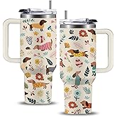 WWHSAI Dachshund Gifts For Women - Birthday Christmas Gifts For Dackel Owners Dog Lovers - Wiener Dog 40oz Tumbler With Handle for Dog Mom, Keeps Drinks Cold & Hot Double Wall Vacuum Insulated Cup