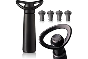 Vacu Vin Wine Saver Concerto - Black - 1 Pump 4 Stoppers - Wine Stoppers for Bottles with Vacuum Pump and Pourer - Reusable - Made in the Netherlands