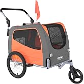 VEVOR Dog Bike Trailer, Supports up to 66/88/100 lbs, 2-in-1 Pet Stroller Cart Bicycle Carrier, Easy Folding Cart Frame with Quick Release Wheels, Universal Bicycle Coupler, Reflectors, Flag