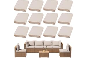 DREAHOTEXTIL 12Pcs Outdoor Cushions Covers Waterproof, Patio Cushion Covers, Stretch Cushion Covers Replacement,Cushion Slipcovers, Furniture Cushion Covers (Beige 1, 12PCS)