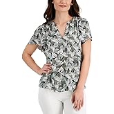 Kasper Women's Petite Flutter Sleeve Peasant Blouse